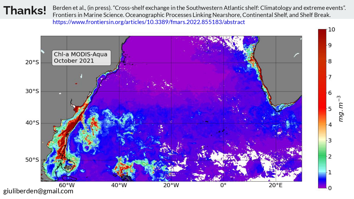 High Chlorophyll water exported to the open ocean